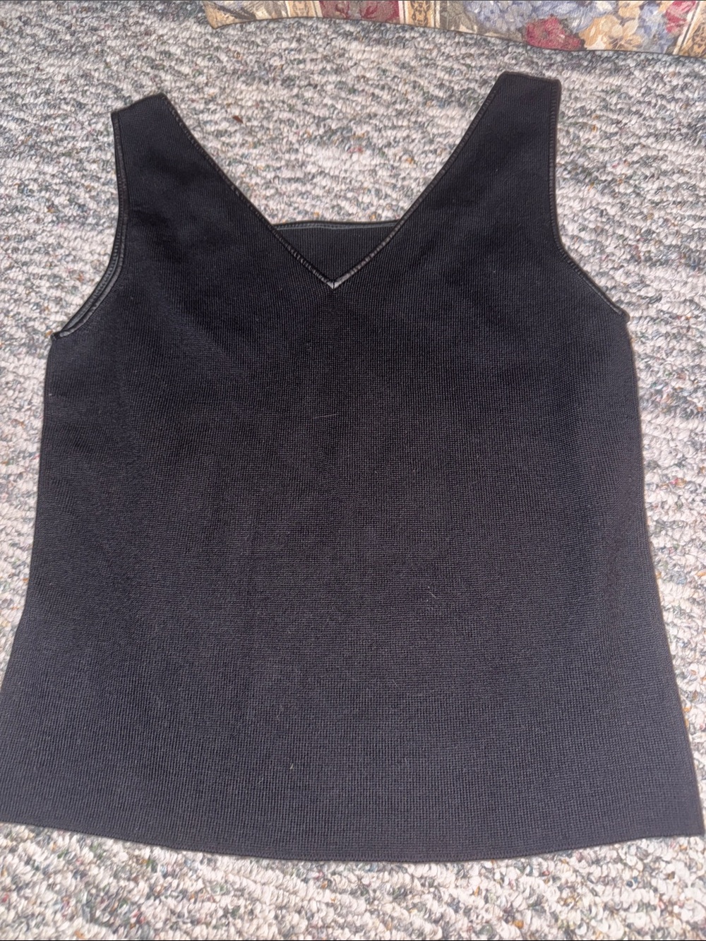 a.n.a Black V-Neck Ribbed Knit Tank